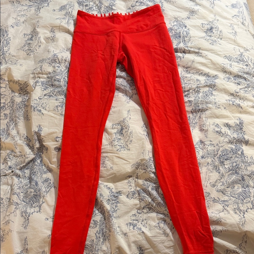 Lululemon bright red soft and cozy leggings. Size 4 Excellent condition!